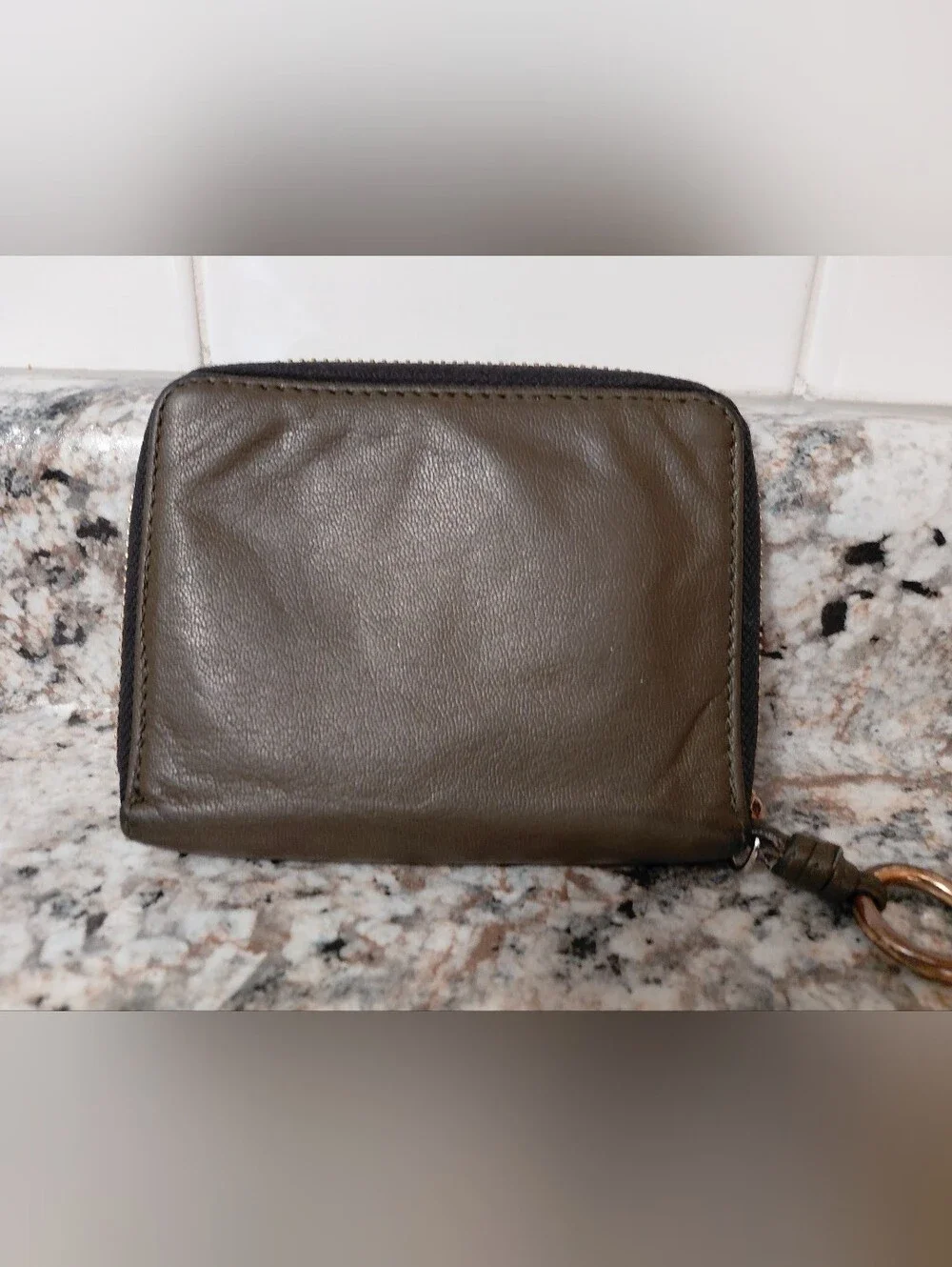 Thacker Olive Green Leather Zip Around Wallet Card/Cash Holder